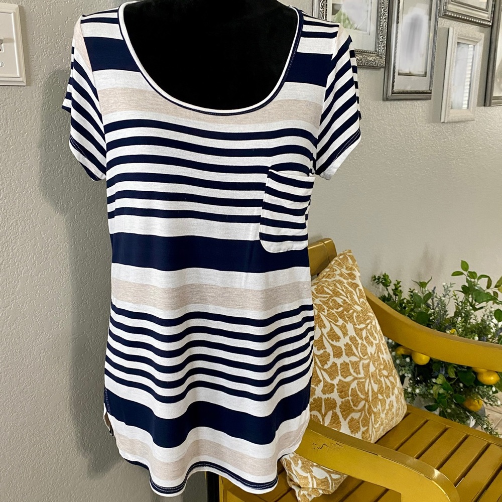Blu Planet- Striped Tee Top